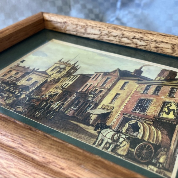 Vintage Wooden Art Framed Prints “Markets” Theme Set of 2 - Picture 6 of 9